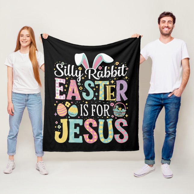 Dumma Kanin Påsk Är För Jesus Söt Bunny Fleecefilt (På plats)