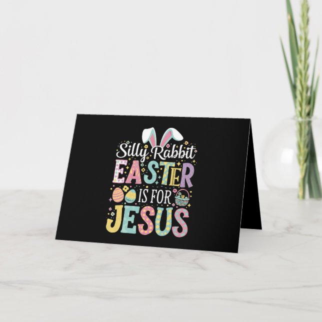 Dumma Kanin Påsk Är För Jesus Söt Bunny Tack Kort (Framsida)