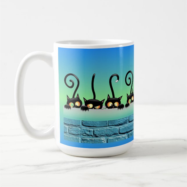 Dumma katter på väggen kaffemugg (Vänster)