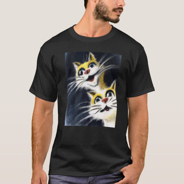 Dumma kattungar två vita katter t shirt (Framsida)