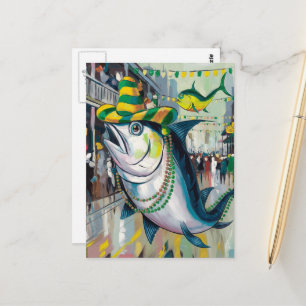 Dumma Mardi Gras-fisk Vykort
