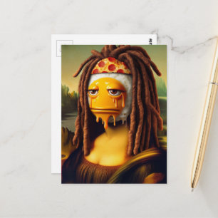 Dumma Mona Lisa Dreadlocks Pizza och Ägg Vykort