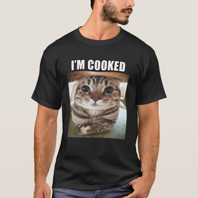 Dumma Stirrande Katt Jag Är Stekad Meme T Shirt (Framsida)