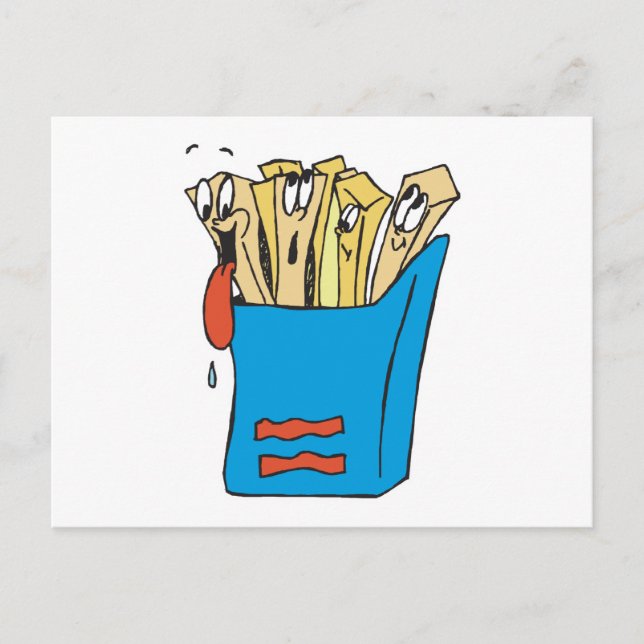 dumma tecknade pommes frites vykort (Framsida)