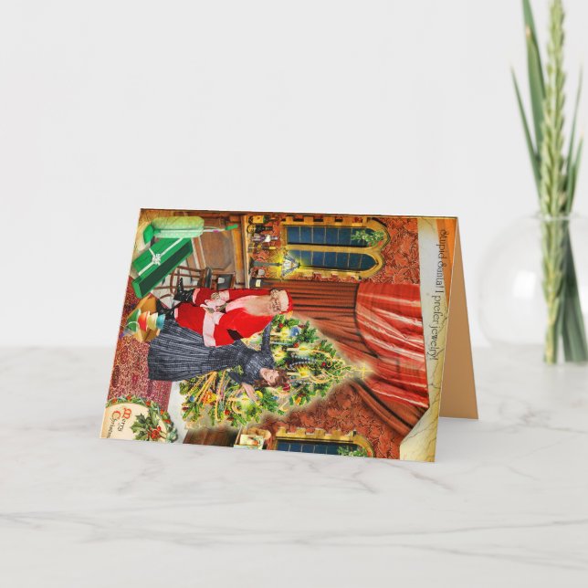  Dumma tomten! Jag föredrar smycken:/ Helgkort (Framsida)