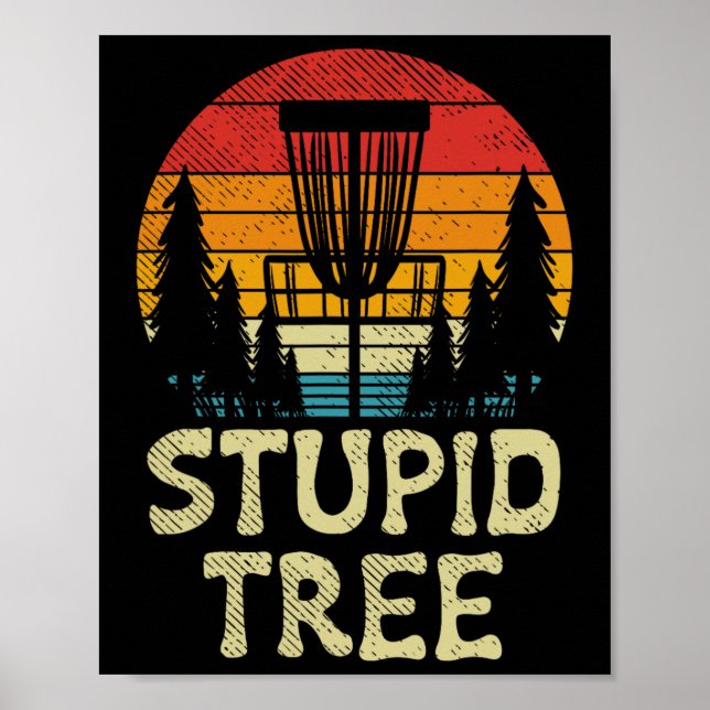 Dumma Träd Disc Golf Korg Retro Frisbee Golfande Poster (Framsidan)