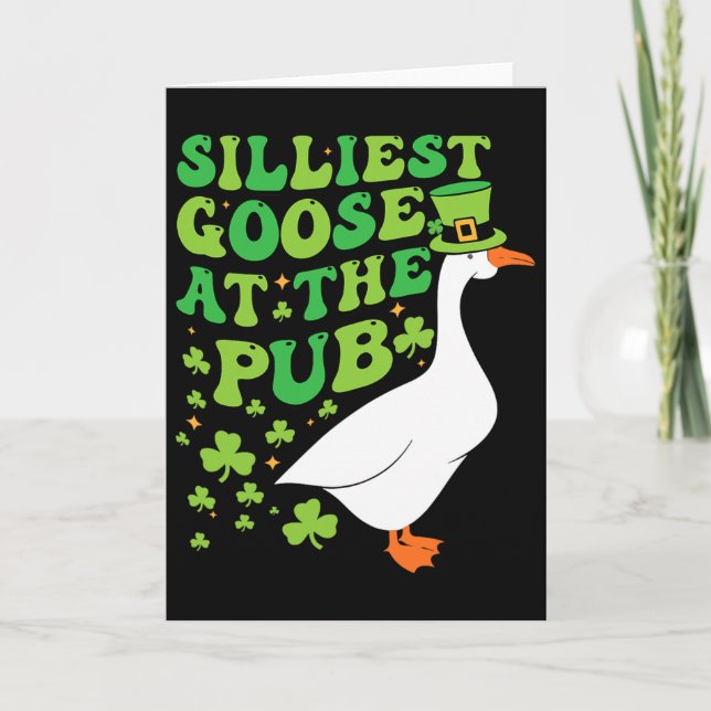 Dummaste gåsen på puben Rolig Shamrock St Patricks Kort (Framsida)
