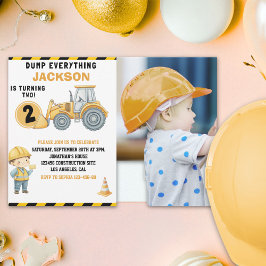 "DUMP EVERYTHING! Photo –Construction 2nd Birthday Inbjudningar
