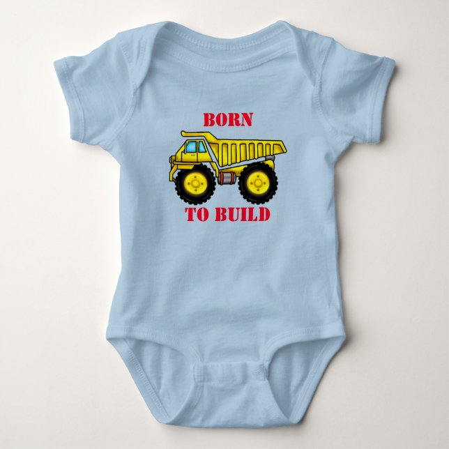 Dump Truck Baby Klänning Bodysuit T Shirt (Framsida)