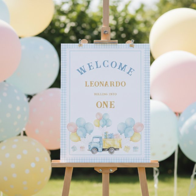 Dump Truck Boy First Birthday Party Welcome Poster (Skapare uppladdad)