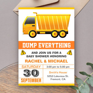 Dump Truck Bygg Baby Shower Inbjudningar