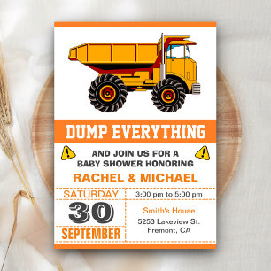 Dump Truck Bygg Baby Shower Inbjudningar