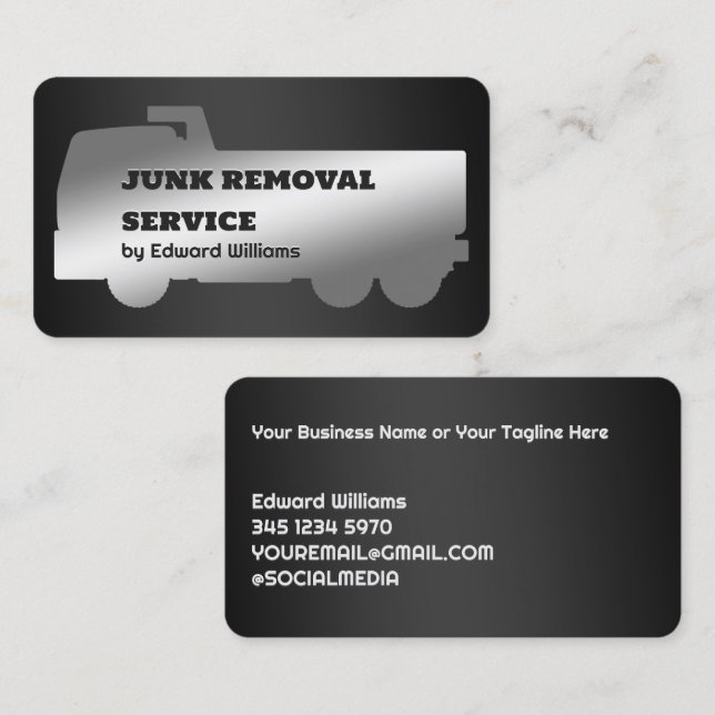 Dump Truck  Junk Removal Business Card Visitkort (Fram/baksida)