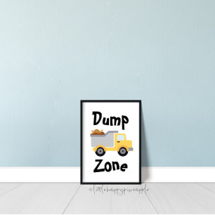 Dump Zone Dumper Lastbil Pojkrum Inredning Poster