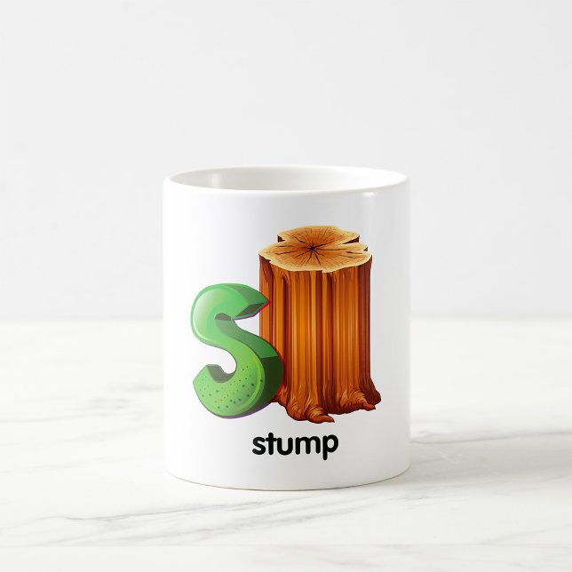 Dumpa Alphabet Brev Roligt S Träd Stump Art Kaffemugg (Skapare uppladdad)