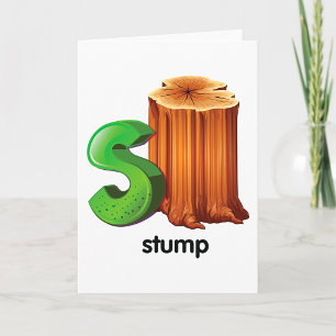 Dumpa Alphabet Brev Roligt S Träd Stump Art Kort
