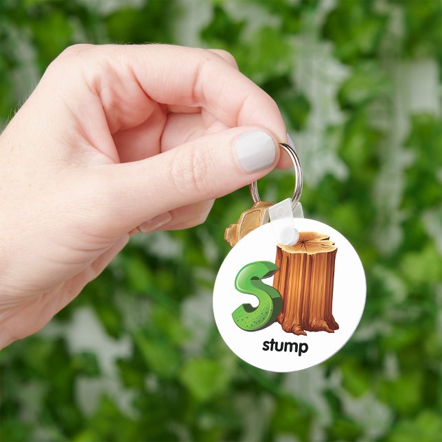 Dumpa Alphabet Brev Roligt S Träd Stump Art Nyckelring (Skapare uppladdad)