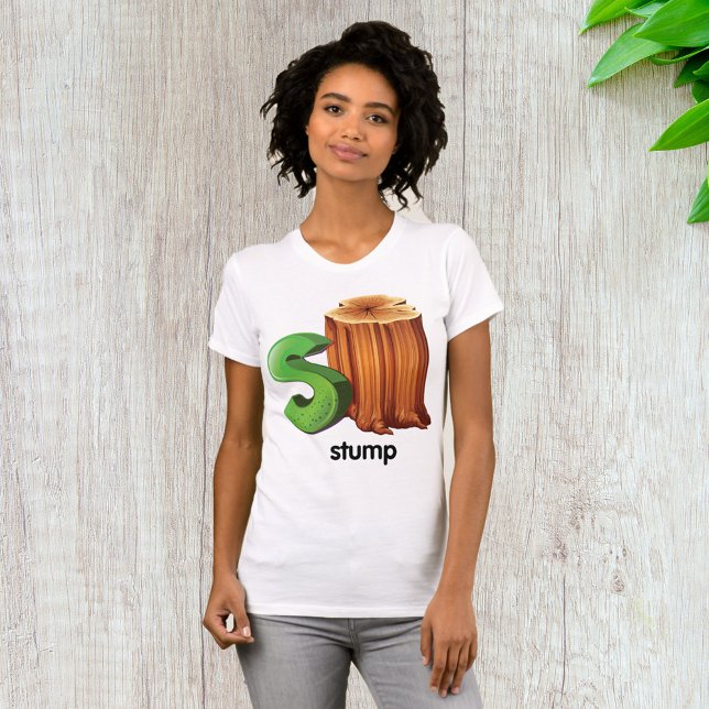 Dumpa Alphabet Brev Roligt S Träd Stump Art T Shirt (Skapare uppladdad)