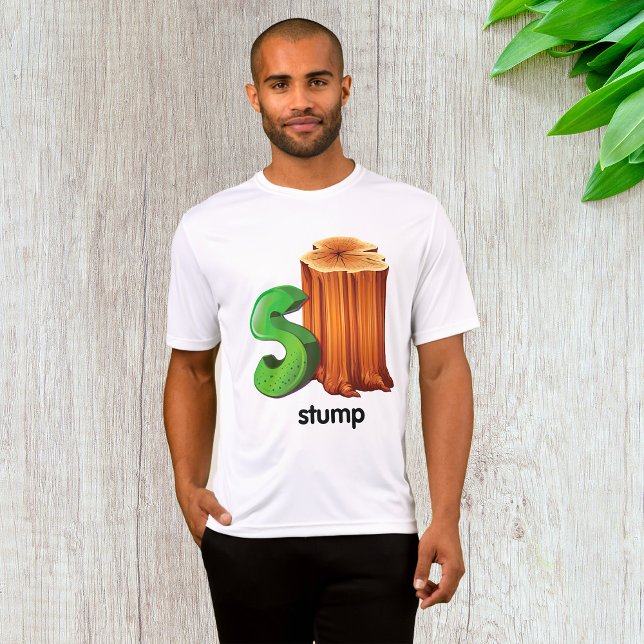 Dumpa Alphabet Brev Roligt S Träd Stump Art T Shirt (Skapare uppladdad)