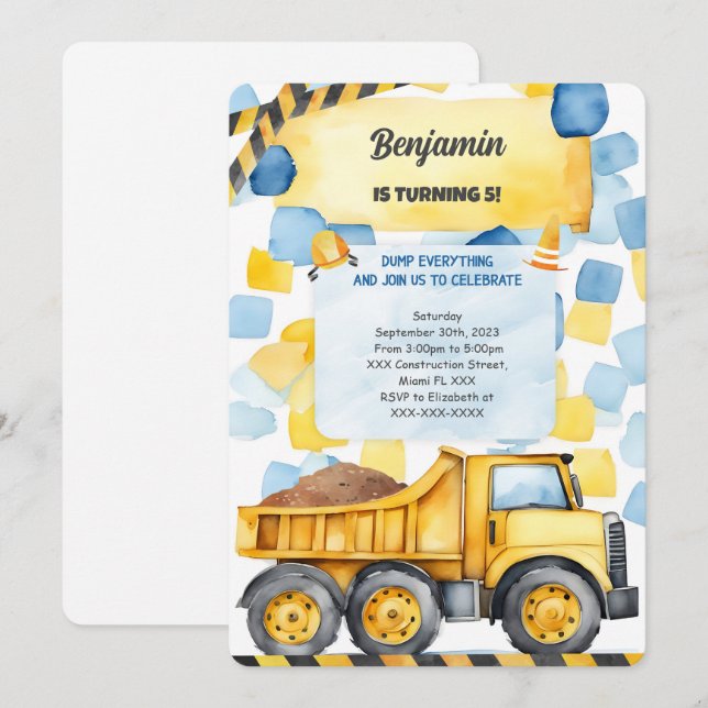 Dumpa varje Sak är det födelsedag Inbjudningar (Fram/baksida)