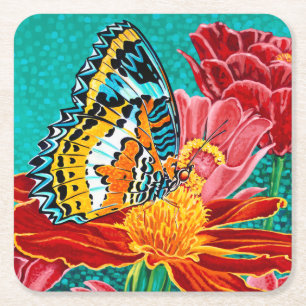 Dumpad fjäril I Underlägg Papper Kvadrat