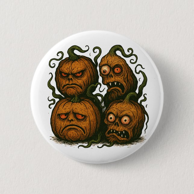 Dumpad Pumpkin Ansikte - Creepy Halloween Knapp (Framsida)