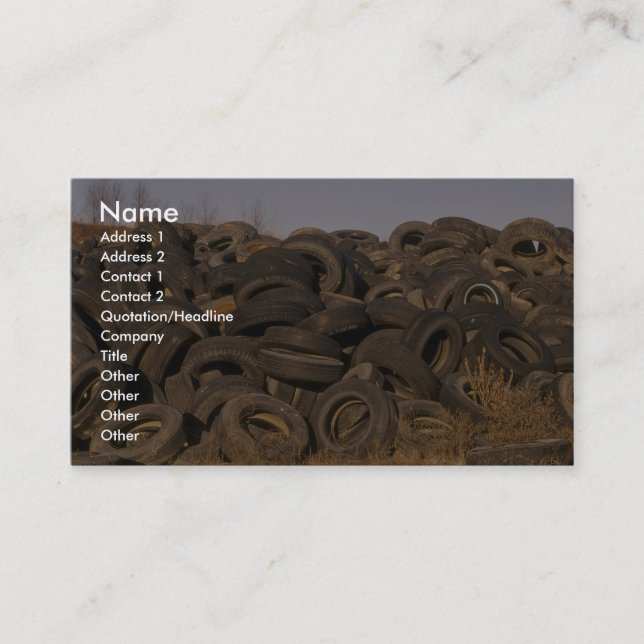 Dumpade gammala däck visitkort (Framsida)