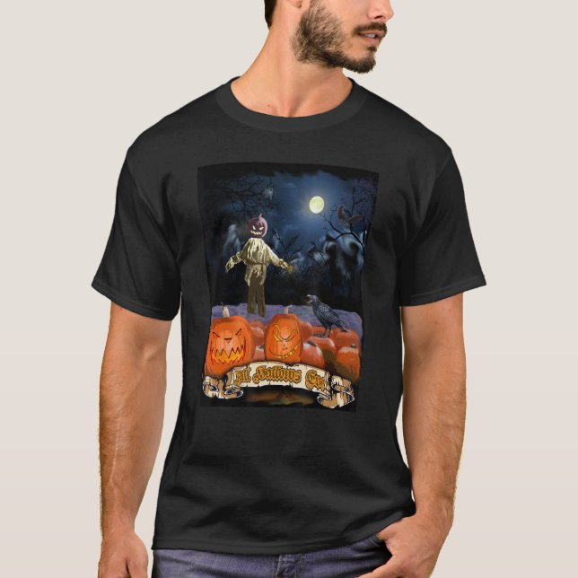 Dumpat Pumpkin Patch och Evil Fågelskrämma på Hall T Shirt (Framsida)