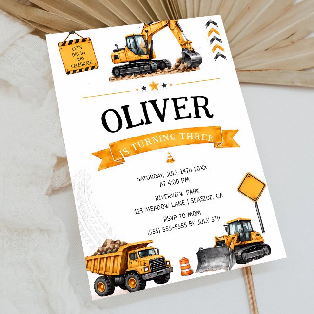 Dumper Lastbil 3-årsdag Inbjudningar (Skapare uppladdad)