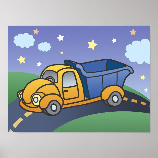 Dumper Lastbil Barn Konst Poster (Framsidan)