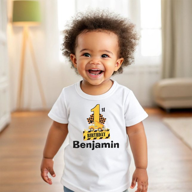 Dumper Lastbil Konstruktion 1-års Födelsedagsfest  T Shirt (Skapare uppladdad)