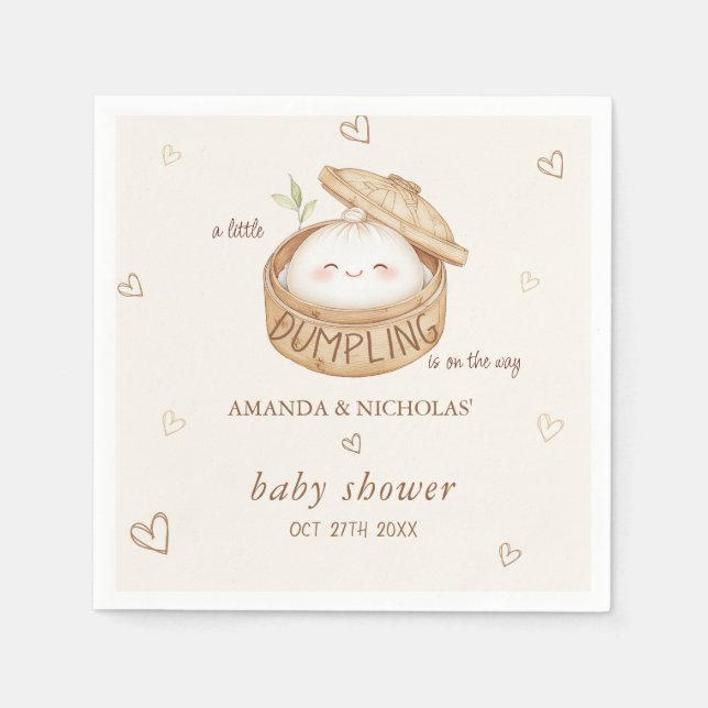 Dumpling är på väg Baby Shower  Pappersservett (Framsidan)