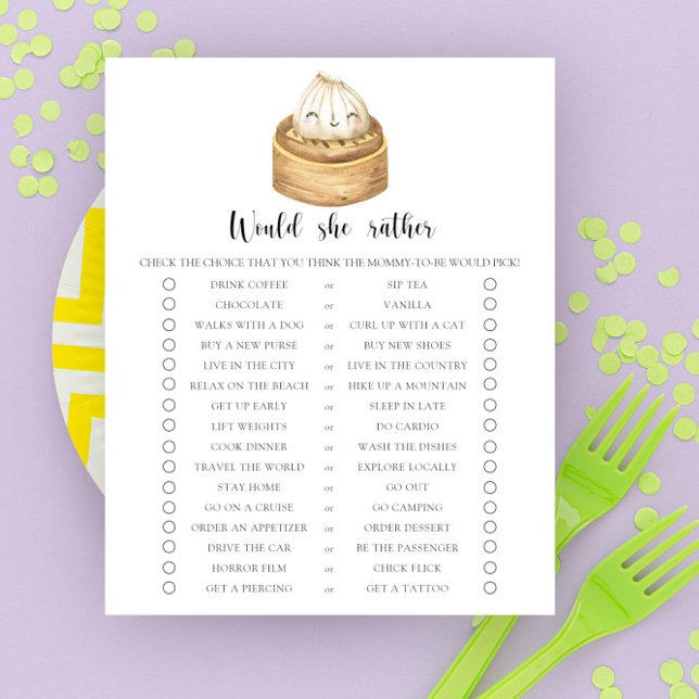 dumpling - Skulle hon hellre Baby Shower Game (Skapare uppladdad)