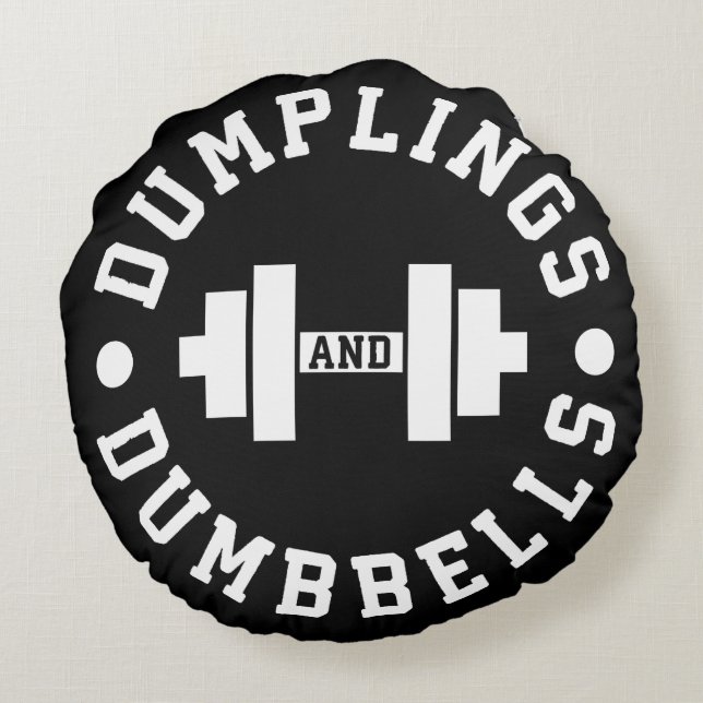 Dumplings and Dumbbells - Bulking - Lustig Novelty Rund Kudde (Baksidan)