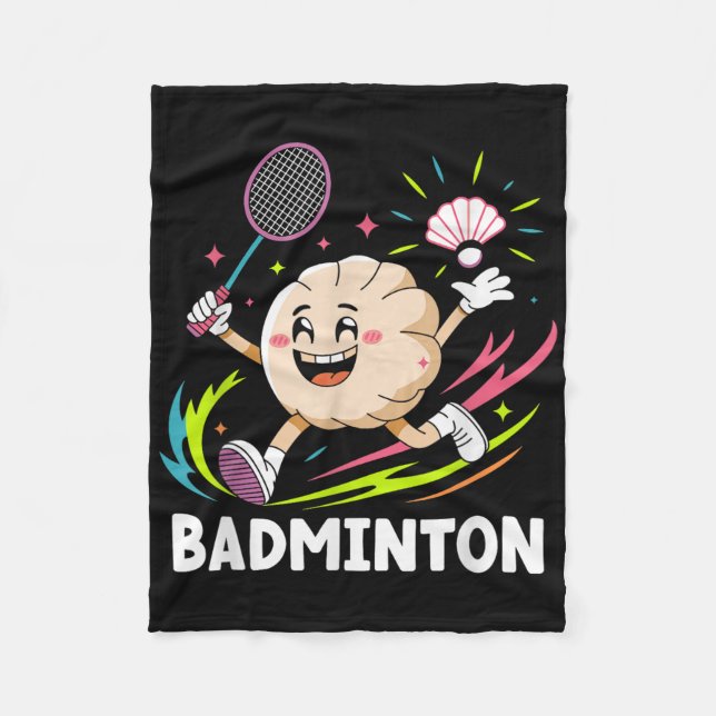 Dumplings Play Badminton Chopstick Wrap Cuisine Sp Fleecefilt (Framsidan)