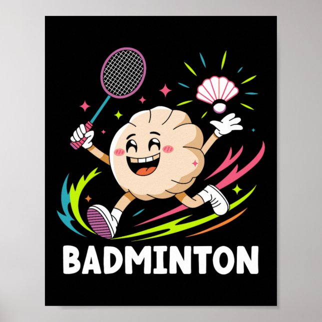 Dumplings Play Badminton Chopstick Wrap Cuisine Sp Poster (Framsidan)