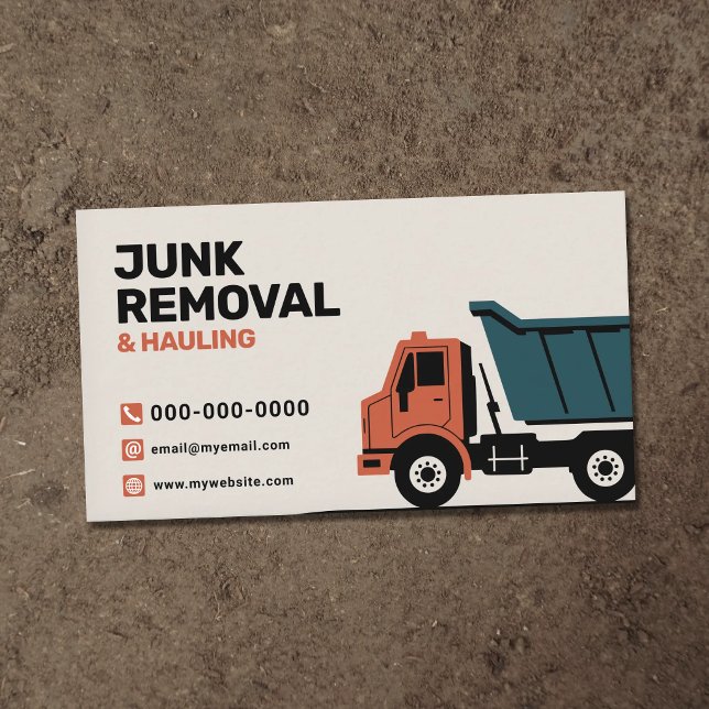 Dumpsbil - sophämtning och transport visitkort (Dump Truck - Junk Removal & Hauling Business Card)