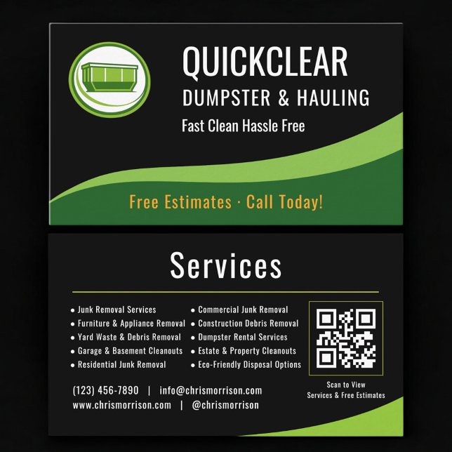 Dumpster and Hauling Professional QR Code Visitkort (Skapare uppladdad)
