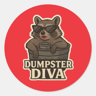 Dumpster Diva – Funny Raccoon Meme Sticker Runt Klistermärke