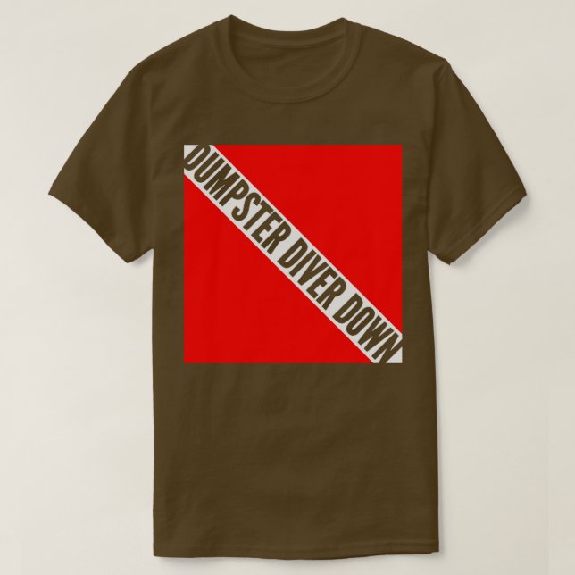 Dumpster Diver Down Red and White Scuba Flagga T Shirt (Design framsida)