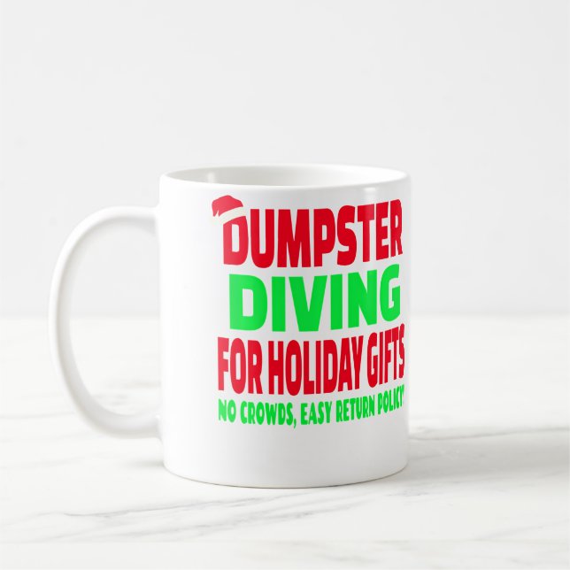 Dumpster Diving Christmas Santa Hat Kaffemugg (Vänster)