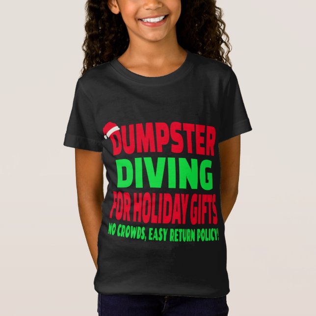 Dumpster Diving Santa Hat T Shirt (Framsida)