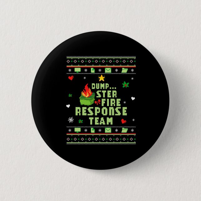 Dumpster Fire Resnse Team Chaos Ugly Sweater Cute  Knapp (Framsida)