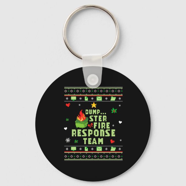 Dumpster Fire Resnse Team Chaos Ugly Sweater Cute  Nyckelring (Framsida)