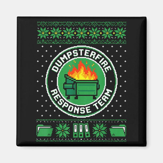 Dumpster Fire Resnse Team Funny Office Holiday Xel Magnet (Framsidan)