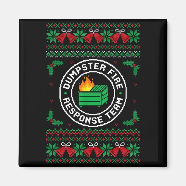 Dumpster Fire Resnse Team Ugly Christmas Sweater X Magnet (Framsidan)