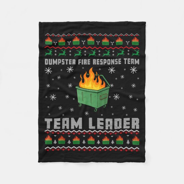 Dumpster Fire Resnse Team Ugly Christmas Sweaters  Fleecefilt (Framsidan)