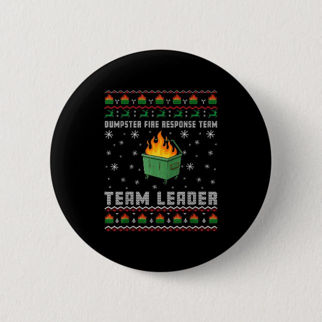 Dumpster Fire Resnse Team Ugly Christmas Sweaters  Knapp (Framsida)