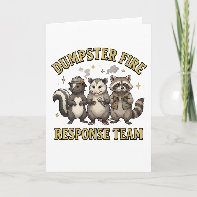 Dumpster Fire Response Team Raccoon Opossum Funny Kort (Framsida)