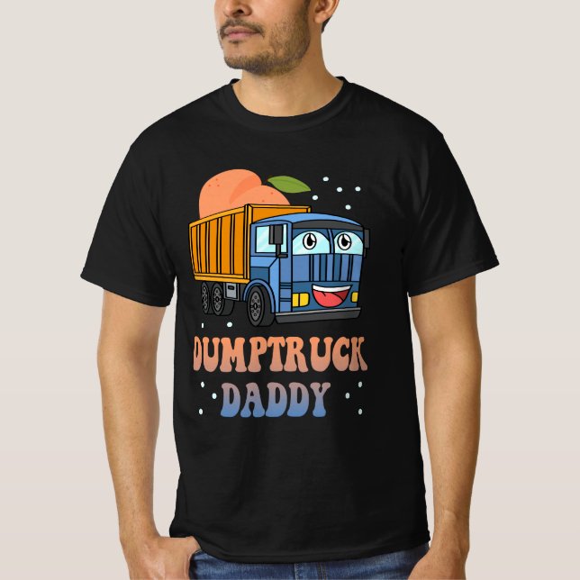 Dumptrucken pappa Retro Groovy Far Day Constructi T Shirt (Framsida)